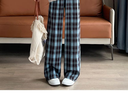 High Rise Plaid Wide Leg Pants (Various Designs) mySite