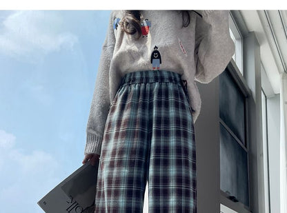 High Rise Plaid Wide Leg Pants (Various Designs) mySite