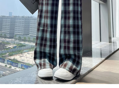 High Rise Plaid Wide Leg Pants (Various Designs) mySite