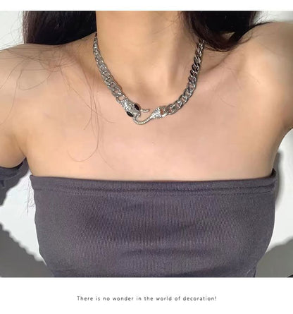 Snake Rhinestone Stainless Steel Choker SpreePicky