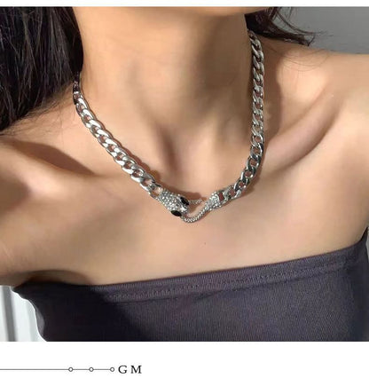 Snake Rhinestone Stainless Steel Choker SpreePicky