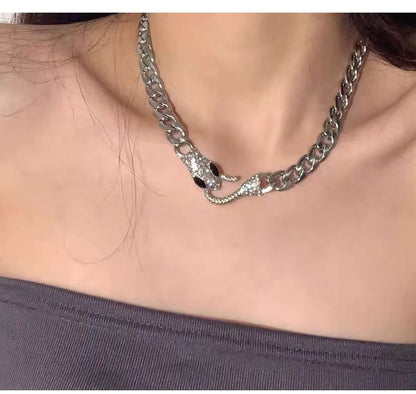 Snake Rhinestone Stainless Steel Choker SpreePicky