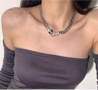 Snake Rhinestone Stainless Steel Choker SpreePicky