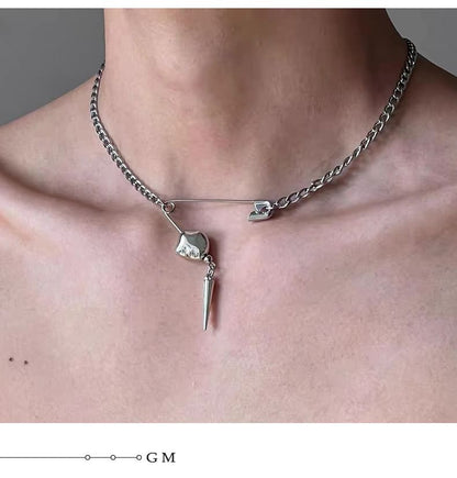 Stud Safety Pin Pendant Alloy Choker SpreePicky