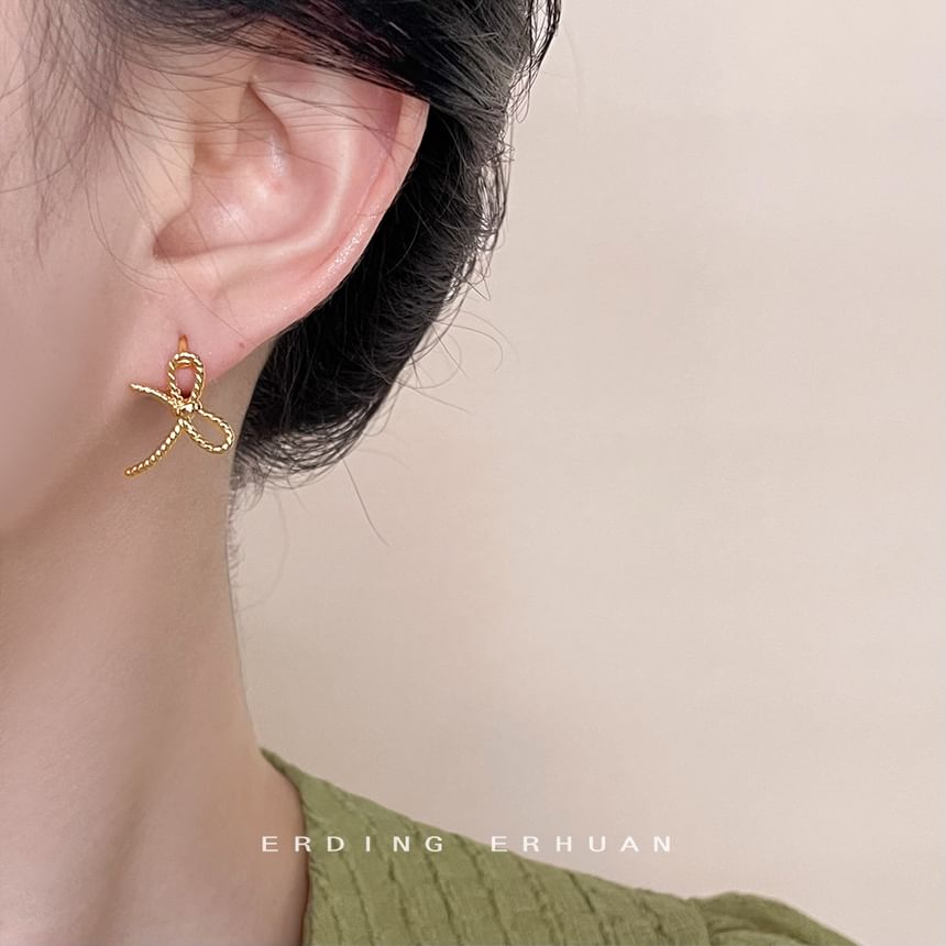 Bow Alloy Huggie Earring SpreePicky