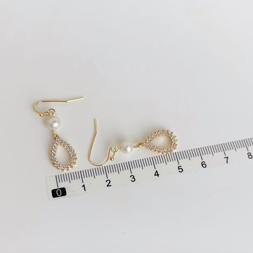 Droplet Rhinestone Faux Pearl Alloy Dangle Earring SpreePicky