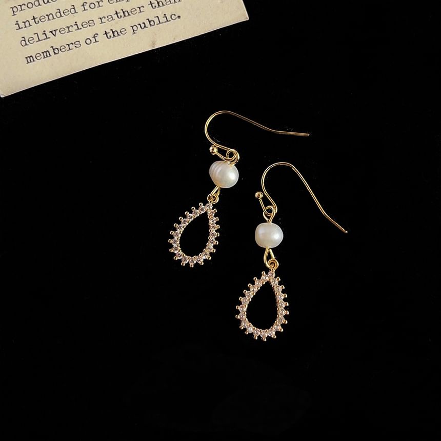 Droplet Rhinestone Faux Pearl Alloy Dangle Earring SpreePicky