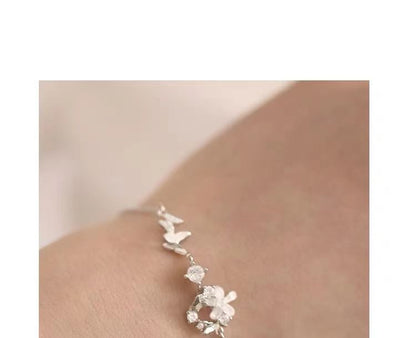 Sterling Silver Rhinestone Floral Bracelet SpreePicky