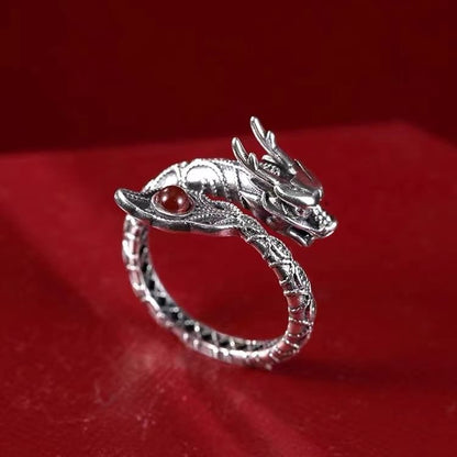 Sterling Silver Dragon Rhinestone Ring SpreePicky