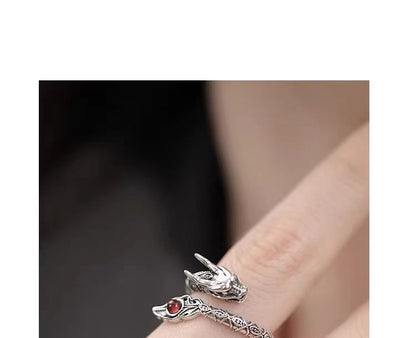 Sterling Silver Dragon Rhinestone Ring SpreePicky