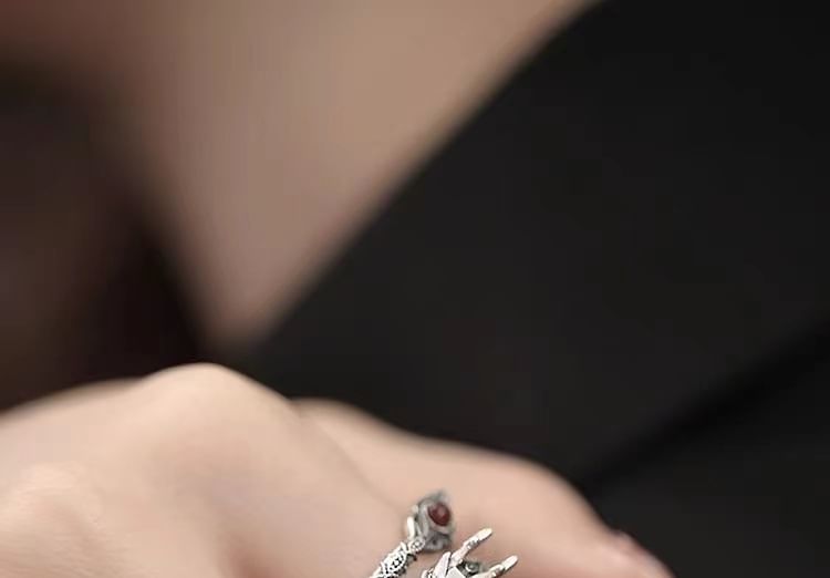 Sterling Silver Dragon Rhinestone Ring SpreePicky