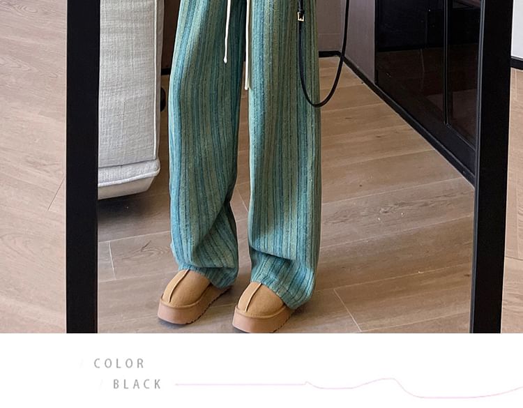 Drawstring Waist Striped Loose Fit Pants SpreePicky