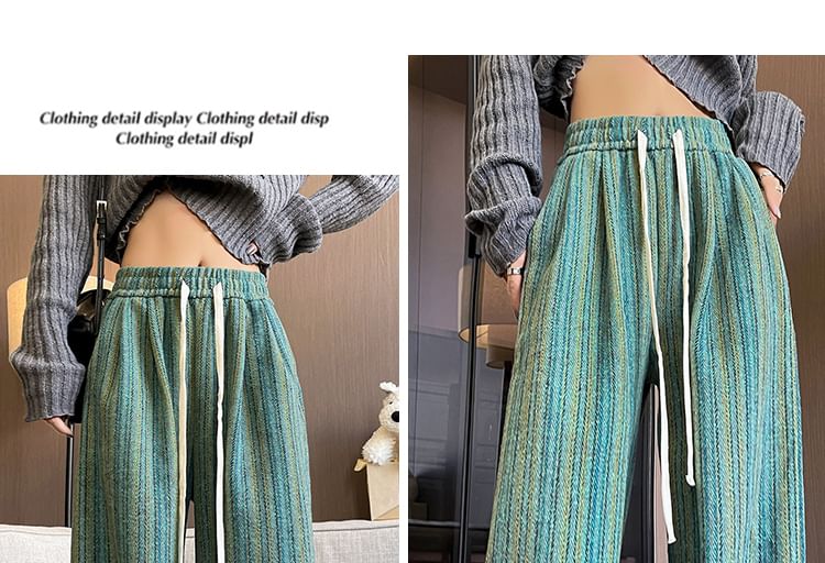 Drawstring Waist Striped Loose Fit Pants SpreePicky