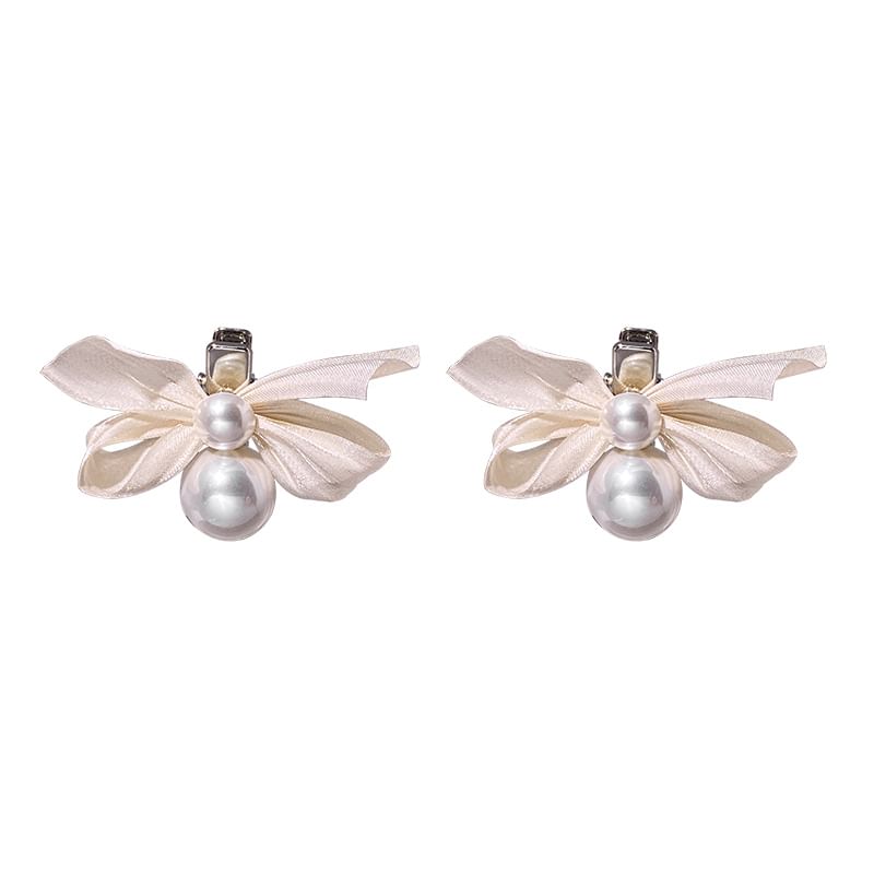 Ribbon Faux Pearl Hair Clip SpreePicky