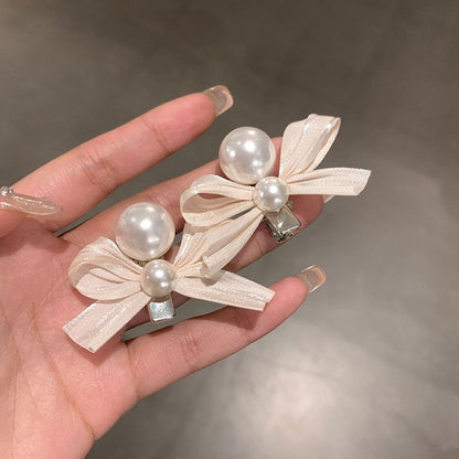 Ribbon Faux Pearl Hair Clip SpreePicky