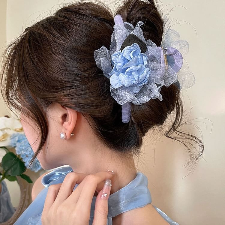 Floral Fabric Hair Claw Clip / Hair Tie SpreePicky