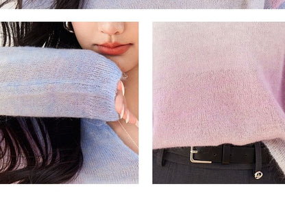 Notch Neck Gradient Sweater mySite