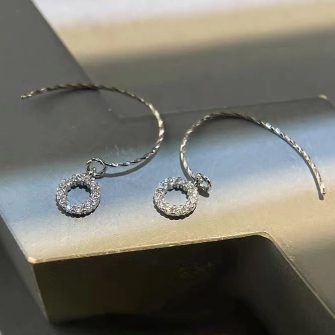 Sterling Silver Rhinestone Half Hoop Earring SpreePicky