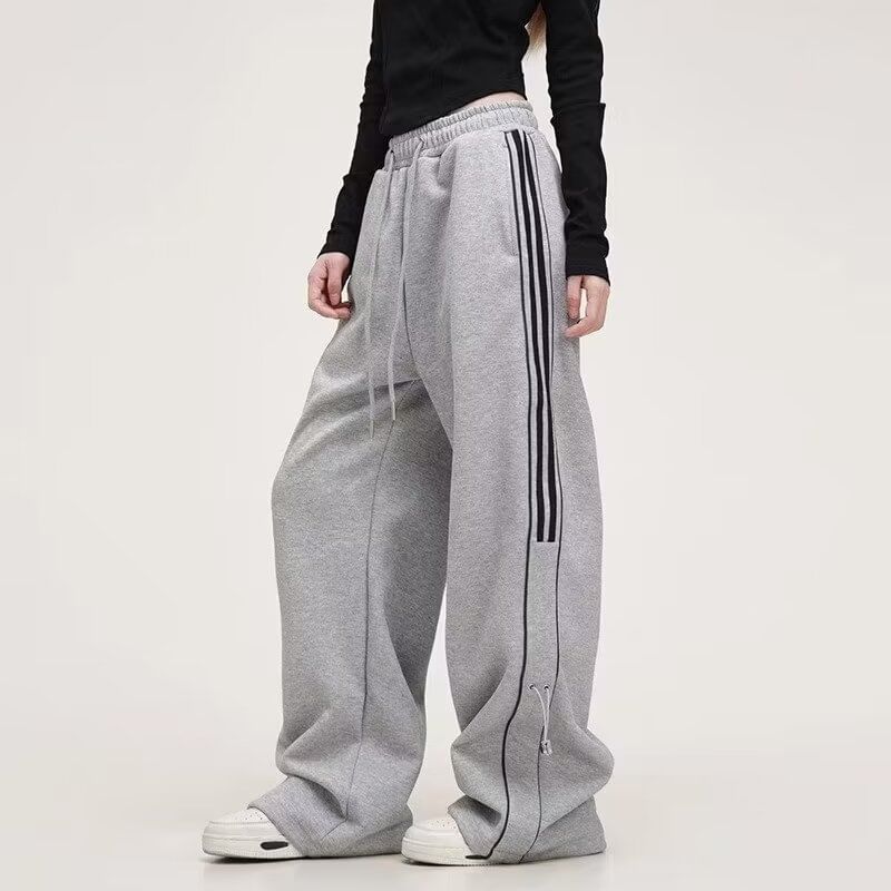 Low Rise Striped Color-Block Loose-Fit Wide-Leg Sweatpants SpreePicky