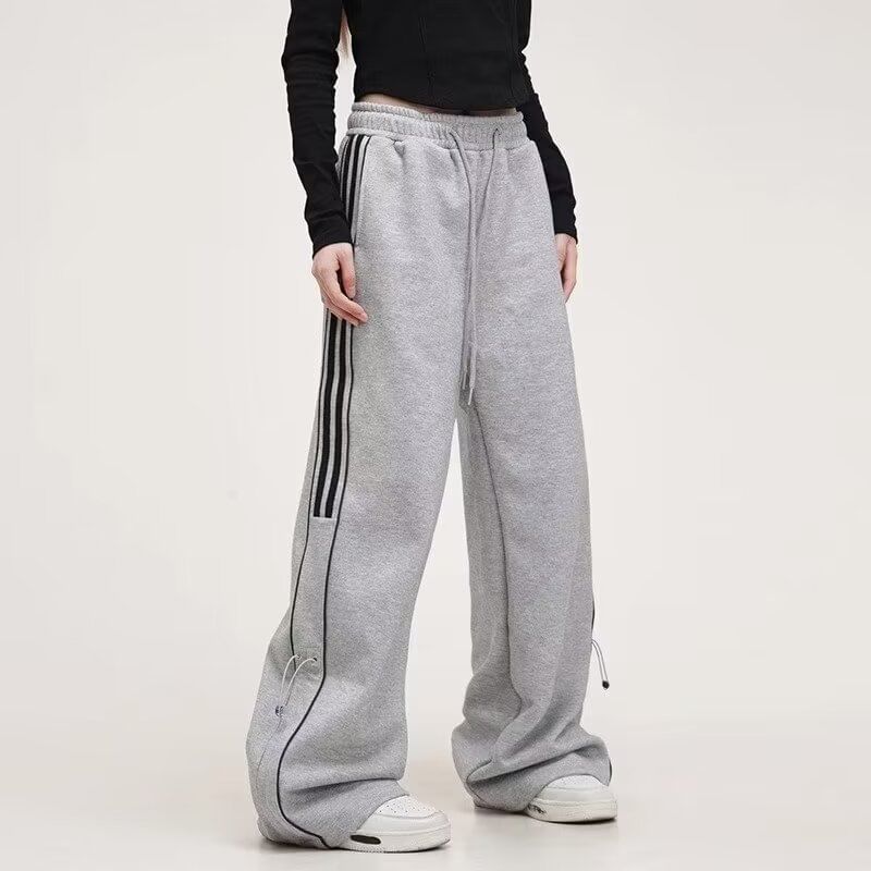 Low Rise Striped Color-Block Loose-Fit Wide-Leg Sweatpants SpreePicky