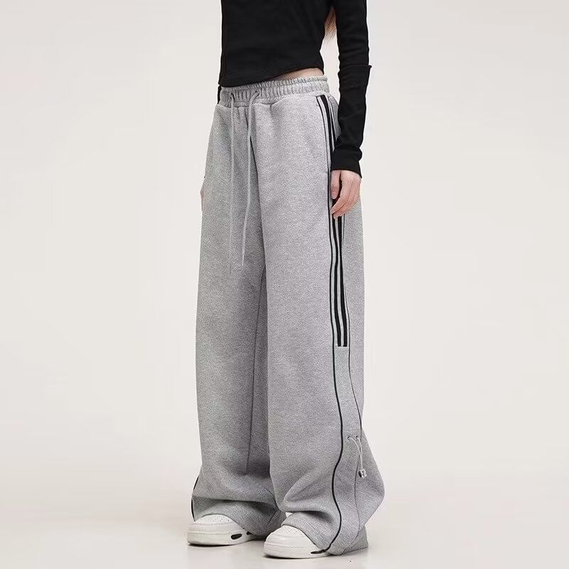 Low Rise Striped Color-Block Loose-Fit Wide-Leg Sweatpants SpreePicky