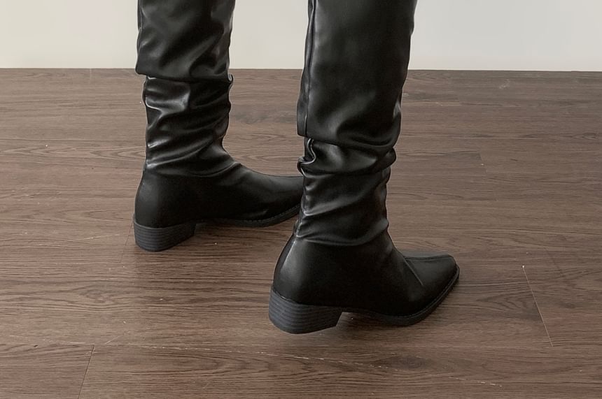 Faux Leather Pointed Tall Boots mySite