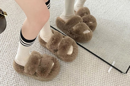 Fleece Plain Slide Sandals mySite