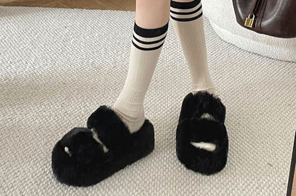 Fleece Plain Slide Sandals mySite