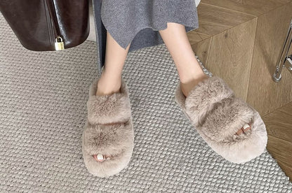 Fleece Plain Slide Sandals mySite