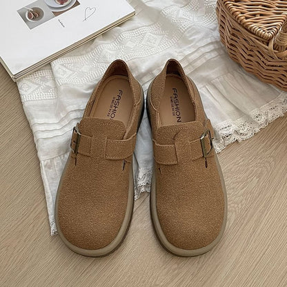 Platform Buckled Faux Suede Slip Ons mySite