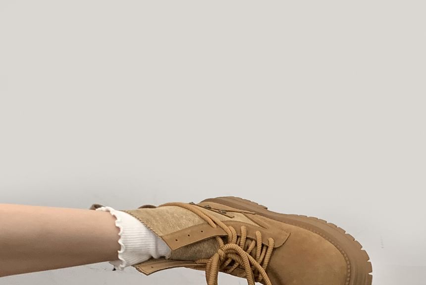 Platform Panel Lace Up Short Boots mySite