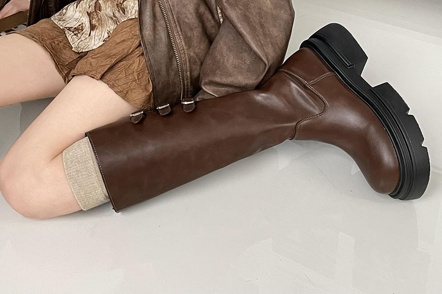 Platform Buckled Knee High Boots mySite