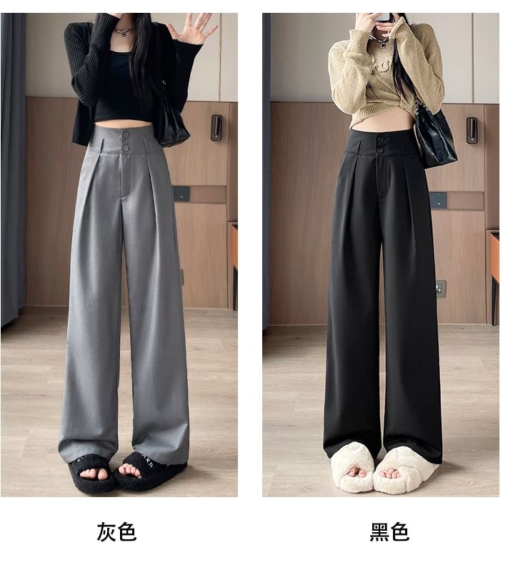 High Waist Plain Drape Wide Leg Dress Pants SpreePicky