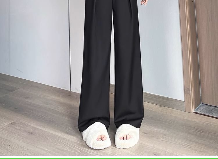 High Waist Plain Drape Wide Leg Dress Pants SpreePicky