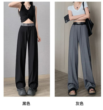 Panel High Waist Wide Leg Slacks SpreePicky