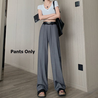 Panel High Waist Wide Leg Slacks SpreePicky