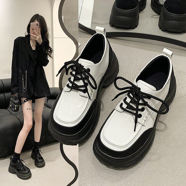 Platform Panel Lace Up Shoes SpreePicky