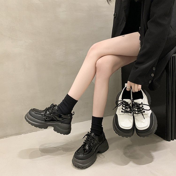 Platform Panel Lace Up Shoes SpreePicky