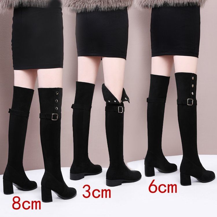 Buckled Chunky Heel Over-The-Knee Boots mySite