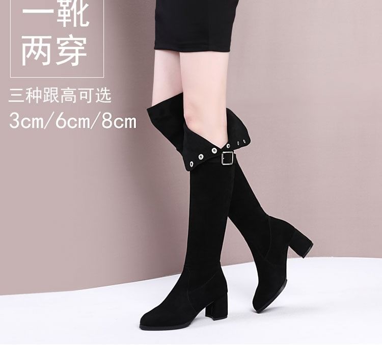 Buckled Chunky Heel Over-The-Knee Boots mySite