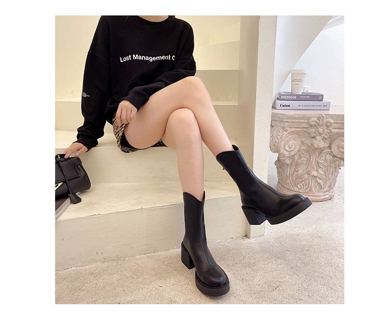 Platform Chunky Heel Mid-Calf Boots mySite