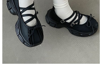 Platform Mary Jane Shoes With Crisscross Straps SpreePicky