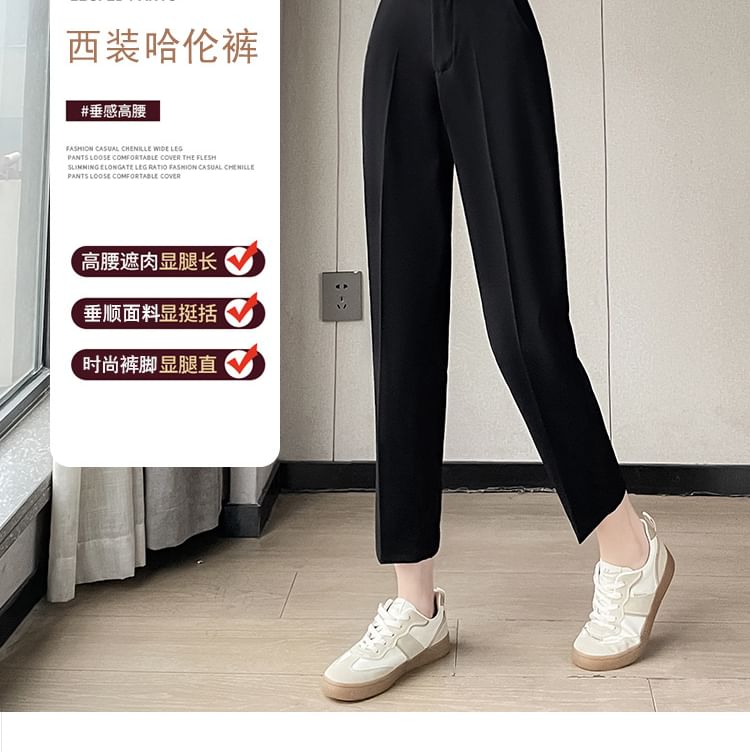 High Waist Plain Cropped Tapered Suit Pants SpreePicky