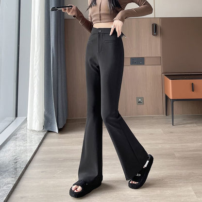 High Rise Plain Flared Dress Pants SpreePicky