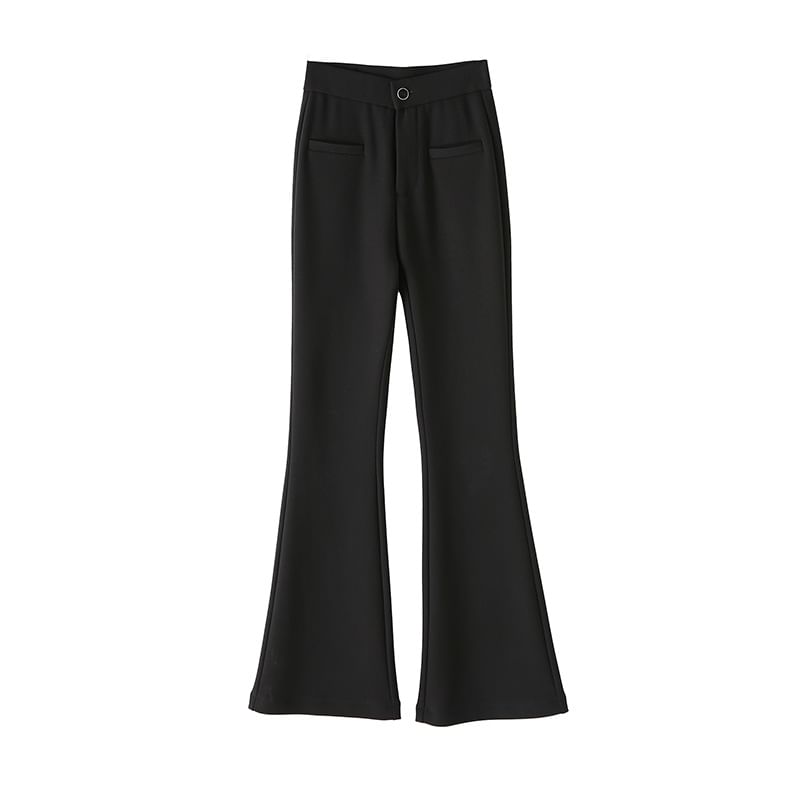 High Rise Plain Flared Dress Pants SpreePicky