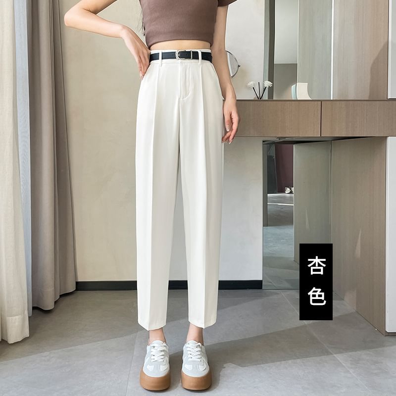 High Waist Plain Cropped Straight Leg Suit Pants SpreePicky