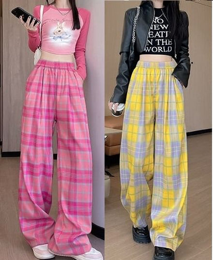 Plaid High Waist Wide Leg Pants SpreePicky