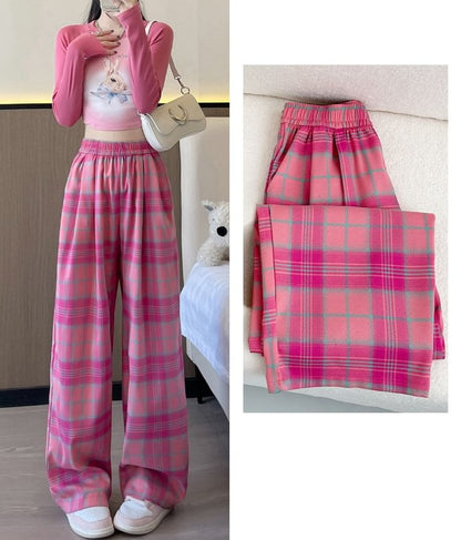 Plaid High Waist Wide Leg Pants SpreePicky