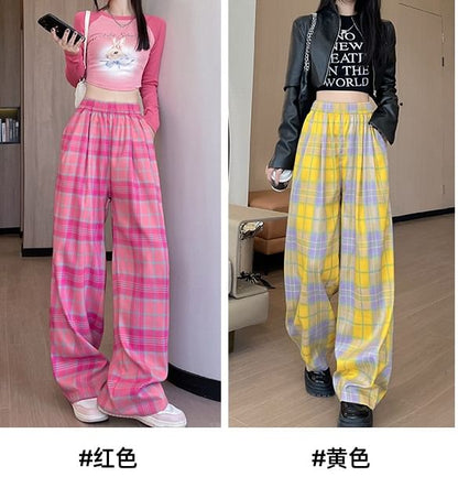 Plaid High Waist Wide Leg Pants SpreePicky