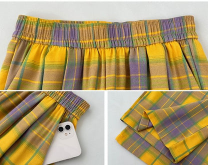 Plaid High Waist Wide Leg Pants SpreePicky